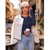 Ekouaer Womens Long Sleeve Shirts Thumb Hole Tops Thermal Fall Clothes | Crew Neck T Shirts, Loose Fit, Undershirts, Layering, Casual, Work, Winter Outfits(Navy Blue)