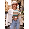 Ekouaer Womens Long Sleeve Shirts Thumb Hole Tops Thermal Fall Clothes | Crew Neck T Shirts, Loose Fit, Undershirts, Layering, Casual, Work, Winter Outfits(Orange Stripe)