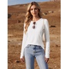 Ekouaer Womens Long Sleeve Shirts Thumb Hole Tops Thermal Fall Clothes | Crew Neck T Shirts, Loose Fit, Undershirts, Layering, Casual, Work, Winter Outfits(White)