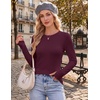 Ekouaer Womens Long Sleeve Shirts Thumb Hole Tops Thermal Fall Clothes | Crew Neck T Shirts, Loose Fit, Undershirts, Layering, Casual, Work, Winter Outfits(Wine Red)