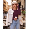Ekouaer Womens Long Sleeve Shirts Thumb Hole Tops Thermal Fall Clothes | Crew Neck T Shirts, Loose Fit, Undershirts, Layering, Casual, Work, Winter Outfits(Wine Red)