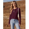 Ekouaer Womens Long Sleeve Shirts Thumb Hole Tops Thermal Fall Clothes | Crew Neck T Shirts, Loose Fit, Undershirts, Layering, Casual, Work, Winter Outfits(Wine Red)