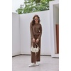 Ekouaer Womens Lounge Sets Long Sleeve Casual Pajama Fall Sleepwear Pockets | Soft Ribbed Knit Pjs, Loungewear 2 Piece Outfits, Crew neck, Curved Hem, Fashion 2026 Matching Sets Women Clothing(Brown)