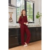 Ekouaer Womens Lounge Sets Long Sleeve Casual Pajama Fall Sleepwear Pockets | Soft Ribbed Knit Pjs, Loungewear 2 Piece Outfits, Crew neck, Curved Hem, Fashion 2026 Matching Sets Women Clothing(Red)