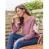 Ekouaer Womens Lounge Sets Long Sleeve Casual Pajama Fall Sleepwear Pockets | Soft Ribbed Knit Pjs, Loungewear 2 Piece Outfits, Crew neck, Curved Hem, Fashion 2026 Matching Sets Women Clothing(Dusty Rose)