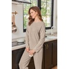 Ekouaer Womens Lounge Sets Long Sleeve Casual Pajama Fall Sleepwear Pockets | Soft Ribbed Knit Pjs, Loungewear 2 Piece Outfits, Crew neck, Curved Hem, Fashion 2026 Matching Sets Women Clothing(Taupe Gray)