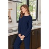 Ekouaer Womens Lounge Sets Long Sleeve Casual Pajama Fall Sleepwear Pockets | Soft Ribbed Knit Pjs, Loungewear 2 Piece Outfits, Crew neck, Curved Hem, Fashion 2026 Matching Sets Women Clothing(Navy Blue)