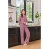 Ekouaer Womens Lounge Sets Long Sleeve Casual Pajama Fall Sleepwear Pockets | Soft Ribbed Knit Pjs, Loungewear 2 Piece Outfits, Crew neck, Curved Hem, Fashion 2026 Matching Sets Women Clothing(Dusty Rose)