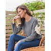 Ekouaer Womens Lounge Sets Long Sleeve Casual Pajama Fall Sleepwear Pockets | Soft Ribbed Knit Pjs, Loungewear 2 Piece Outfits, Crew neck, Curved Hem, Fashion 2026 Matching Sets Women Clothing(Dark Gray)