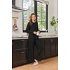 Ekouaer Womens Lounge Sets Long Sleeve Casual Pajama Fall Sleepwear Pockets | Soft Ribbed Knit Pjs, Loungewear 2 Piece Outfits, Crew neck, Curved Hem, Fashion 2026 Matching Sets Women Clothing(Black)