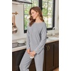 Ekouaer Womens Lounge Sets Long Sleeve Casual Pajama Fall Sleepwear Pockets | Soft Ribbed Knit Pjs, Loungewear 2 Piece Outfits, Crew neck, Curved Hem, Fashion 2026 Matching Sets Women Clothing(Light Gray)