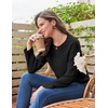 Ekouaer Womens Lounge Sets Long Sleeve Casual Pajama Fall Sleepwear Pockets | Soft Ribbed Knit Pjs, Loungewear 2 Piece Outfits, Crew neck, Curved Hem, Fashion 2026 Matching Sets Women Clothing(Black)