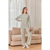 Ekouaer Womens Lounge Sets Long Sleeve Casual Pajama Fall Sleepwear Pockets | Soft Ribbed Knit Pjs, Loungewear 2 Piece Outfits, Crew neck, Curved Hem, Fashion 2026 Matching Sets Women Clothing(Apricot)