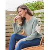 Ekouaer Womens Lounge Sets Long Sleeve Casual Pajama Fall Sleepwear Pockets | Soft Ribbed Knit Pjs, Loungewear 2 Piece Outfits, Crew neck, Curved Hem, Fashion 2026 Matching Sets Women Clothing(Light Green)