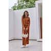 Ekouaer Womens Lounge Sets Long Sleeve Casual Pajama Fall Sleepwear Pockets | Soft Ribbed Knit Pjs, Loungewear 2 Piece Outfits, Crew neck, Curved Hem, Fashion 2026 Matching Sets Women Clothing(Caramel)