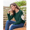 Ekouaer Womens Lounge Sets Long Sleeve Casual Pajama Fall Sleepwear Pockets | Soft Ribbed Knit Pjs, Loungewear 2 Piece Outfits, Crew neck, Curved Hem, Fashion 2026 Matching Sets Women Clothing(Green)