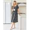 Ekouaer Womens Nightgowns Long Sleep Dress Short Sleeve Henley Loungewear | Floral Print Night Dress S-3XL, Lace Nightgowns, Ladies Lounge Dress, Soft Long Sleep Shirt, Sleep, Daily Wear, Home(Black Blue Flower)