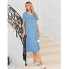 Ekouaer Womens Nightgowns Long Sleep Dress Short Sleeve Henley Loungewear | Floral Print Night Dress S-3XL, Lace Nightgowns, Ladies Lounge Dress, Soft Long Sleep Shirt, Sleep, Daily Wear, Home(Blue Flower)