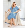 Ekouaer Womens Nightgowns Long Sleep Dress Short Sleeve Henley Loungewear | Floral Print Night Dress S-3XL, Lace Nightgowns, Ladies Lounge Dress, Soft Long Sleep Shirt, Sleep, Daily Wear, Home(Blue Flower)