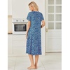 Ekouaer Womens Nightgowns Long Sleep Dress Short Sleeve Henley Loungewear | Floral Print Night Dress S-3XL, Lace Nightgowns, Ladies Lounge Dress, Soft Long Sleep Shirt, Sleep, Daily Wear, Home(Blue Ditsy Floral)