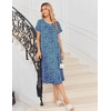 Ekouaer Womens Nightgowns Long Sleep Dress Short Sleeve Henley Loungewear | Floral Print Night Dress S-3XL, Lace Nightgowns, Ladies Lounge Dress, Soft Long Sleep Shirt, Sleep, Daily Wear, Home(Blue Ditsy Floral)