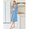 Ekouaer Womens Nightgowns Long Sleep Dress Short Sleeve Henley Loungewear | Floral Print Night Dress S-3XL, Lace Nightgowns, Ladies Lounge Dress, Soft Long Sleep Shirt, Sleep, Daily Wear, Home(Blue Flower)