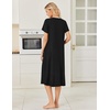 Ekouaer Womens Nightgowns Long Sleep Dress Short Sleeve Henley Loungewear | Floral Print Night Dress S-3XL, Lace Nightgowns, Ladies Lounge Dress, Soft Long Sleep Shirt, Sleep, Daily Wear, Home(Black)