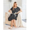 Ekouaer Womens Nightgowns Long Sleep Dress Short Sleeve Henley Loungewear | Floral Print Night Dress S-3XL, Lace Nightgowns, Ladies Lounge Dress, Soft Long Sleep Shirt, Sleep, Daily Wear, Home(Black Blue Flower)