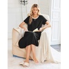 Ekouaer Womens Nightgowns Long Sleep Dress Short Sleeve Henley Loungewear | Floral Print Night Dress S-3XL, Lace Nightgowns, Ladies Lounge Dress, Soft Long Sleep Shirt, Sleep, Daily Wear, Home(Black)