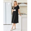 Ekouaer Womens Nightgowns Long Sleep Dress Short Sleeve Henley Loungewear | Floral Print Night Dress S-3XL, Lace Nightgowns, Ladies Lounge Dress, Soft Long Sleep Shirt, Sleep, Daily Wear, Home(Black)
