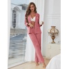 Ekouaer Womens Pajama Sets Long Sleeve Button Down 2 Piece Soft Pjs | Soft 2 Piece Lounge Sets, Fall Sleepwear, Long Pants With Side Pockets, Soft and Skin-Friendly Fabric(Orange Red)