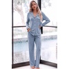 Ekouaer Womens Pajama Sets Long Sleeve Button Down 2 Piece Soft Pjs | Soft 2 Piece Lounge Sets, Fall Sleepwear, Long Pants With Side Pockets, Soft and Skin-Friendly Fabric(Light Blue)