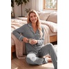 Ekouaer Womens Pajama Sets Long Sleeve Button Down 2 Piece Soft Pjs | Soft 2 Piece Lounge Sets, Fall Sleepwear, Long Pants With Side Pockets, Soft and Skin-Friendly Fabric(Dark Grey)