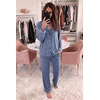Ekouaer Womens Pajama Sets Long Sleeve Button Down 2 Piece Soft Pjs | Soft 2 Piece Lounge Sets, Fall Sleepwear, Long Pants With Side Pockets, Soft and Skin-Friendly Fabric(Navy)