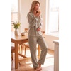 Ekouaer Womens Pajama Sets Long Sleeve Button Down 2 Piece Soft Pjs | Soft 2 Piece Lounge Sets, Fall Sleepwear, Long Pants With Side Pockets, Soft and Skin-Friendly Fabric(Light Brown)