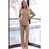 Ekouaer Womens Pajama Sets Long Sleeve Button Down 2 Piece Soft Pjs | Soft 2 Piece Lounge Sets, Fall Sleepwear, Long Pants With Side Pockets, Soft and Skin-Friendly Fabric(Light Brown)