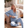 Ekouaer Womens Pajama Sets Long Sleeve Button Down 2 Piece Soft Pjs | Soft 2 Piece Lounge Sets, Fall Sleepwear, Long Pants With Side Pockets, Soft and Skin-Friendly Fabric(Light Blue)