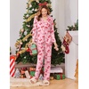 Ekouaer Womens Pajama Sets Long Sleeve Button Down 2 Piece Soft Pjs | Soft 2 Piece Lounge Sets, Fall Sleepwear, Long Pants With Side Pockets, Soft and Skin-Friendly Fabric(Red Ribbon)