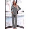 Ekouaer Womens Pajama Sets Long Sleeve Button Down 2 Piece Soft Pjs | Soft 2 Piece Lounge Sets, Fall Sleepwear, Long Pants With Side Pockets, Soft and Skin-Friendly Fabric(Dark Grey)