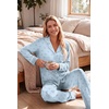 Ekouaer Womens Pajama Sets Long Sleeve Button Down 2 Piece Soft Pjs | Soft 2 Piece Lounge Sets, Fall Sleepwear, Long Pants With Side Pockets, Soft and Skin-Friendly Fabric(Polka Dot Bow-blue)