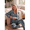 Ekouaer Womens Pajama Sets Long Sleeve Button Down 2 Piece Soft Pjs | Soft 2 Piece Lounge Sets, Fall Sleepwear, Long Pants With Side Pockets, Soft and Skin-Friendly Fabric(Grey Star)