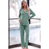 Ekouaer Womens Pajama Sets Long Sleeve Button Down 2 Piece Soft Pjs | Soft 2 Piece Lounge Sets, Fall Sleepwear, Long Pants With Side Pockets, Soft and Skin-Friendly Fabric(Green)