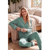 Ekouaer Womens Pajama Sets Long Sleeve Button Down 2 Piece Soft Pjs | Soft 2 Piece Lounge Sets, Fall Sleepwear, Long Pants With Side Pockets, Soft and Skin-Friendly Fabric(Green)