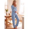Ekouaer Womens Pajama Sets Long Sleeve Button Down 2 Piece Soft Pjs | Soft 2 Piece Lounge Sets, Fall Sleepwear, Long Pants With Side Pockets, Soft and Skin-Friendly Fabric(Light Blue)