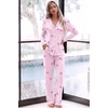Ekouaer Womens Pajama Sets Long Sleeve Button Down 2 Piece Soft Pjs | Soft 2 Piece Lounge Sets, Fall Sleepwear, Long Pants With Side Pockets, Soft and Skin-Friendly Fabric(Striped Bow-pink)