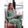 Ekouaer Womens Pajama Sets Long Sleeve Button Down 2 Piece Soft Pjs | Soft 2 Piece Lounge Sets, Fall Sleepwear, Long Pants With Side Pockets, Soft and Skin-Friendly Fabric(Green)