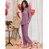 Ekouaer Womens Pajama Sets Long Sleeve Button Down 2 Piece Soft Pjs | Soft 2 Piece Lounge Sets, Fall Sleepwear, Long Pants With Side Pockets, Soft and Skin-Friendly Fabric(Cherry Red)
