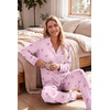 Ekouaer Womens Pajama Sets Long Sleeve Button Down 2 Piece Soft Pjs | Soft 2 Piece Lounge Sets, Fall Sleepwear, Long Pants With Side Pockets, Soft and Skin-Friendly Fabric(Striped Bow-pink)