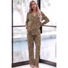 Ekouaer Womens Pajama Sets Long Sleeve Button Down 2 Piece Soft Pjs | Soft 2 Piece Lounge Sets, Fall Sleepwear, Long Pants With Side Pockets, Soft and Skin-Friendly Fabric(Leopard)