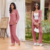 Ekouaer Womens Pajama Sets Long Sleeve Button Down 2 Piece Soft Pjs | Soft 2 Piece Lounge Sets, Fall Sleepwear, Long Pants With Side Pockets, Soft and Skin-Friendly Fabric(Orange Red)